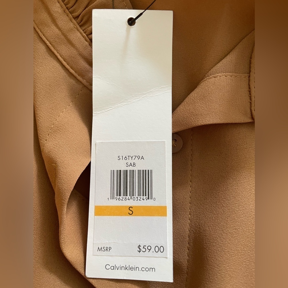Calvin Klein light brown blouse sz S - Picture 5 of 6